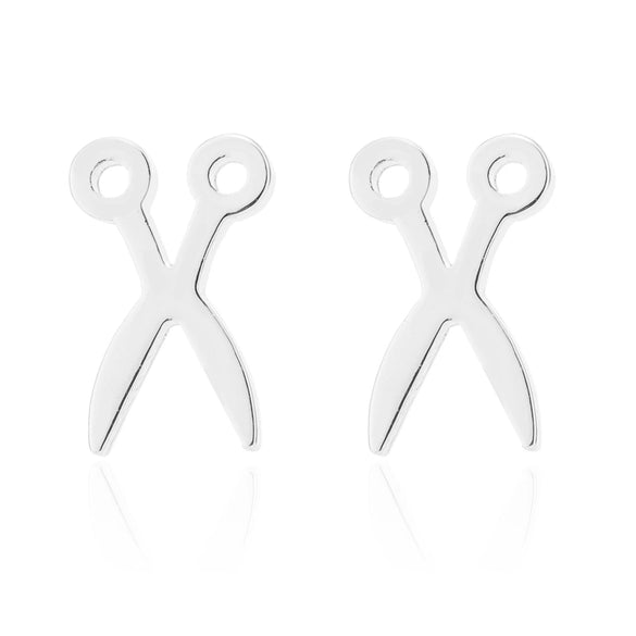Women's Stainless Steel Scissors Drop Earrings With Geometric Cartoon Design And Electroplated Finish Fun Statement Jewelry