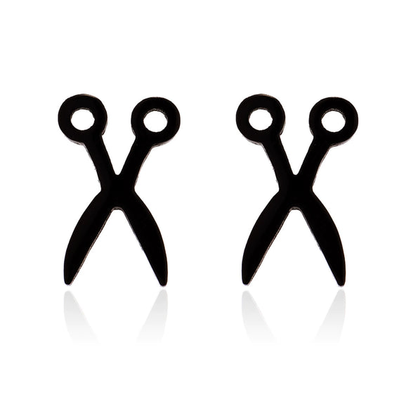 Women's Stainless Steel Scissors Drop Earrings With Geometric Cartoon Design And Electroplated Finish Fun Statement Jewelry