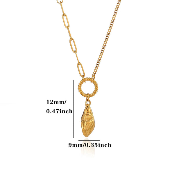Women's Stainless Steel Seashell Pendant Necklace With Gold Plated Finish And Stylish Chain Design