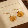 Women's Stainless Steel Shell Earrings With 18K Goldplated Ear Hooks Geometric Pattern Electroplating Minimalist Style