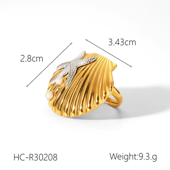 Women's Stainless Steel Shell Earrings With 18K Goldplated Ear Hooks Geometric Pattern Electroplating Minimalist Style