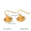 Women's Stainless Steel Shell Earrings With 18K Goldplated Ear Hooks Geometric Pattern Electroplating Minimalist Style
