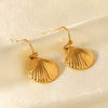 Women's Stainless Steel Shell Earrings With 18K Goldplated Ear Hooks Geometric Pattern Electroplating Minimalist Style