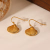 Women's Stainless Steel Shell Earrings With 18K Goldplated Ear Hooks Geometric Pattern Electroplating Minimalist Style