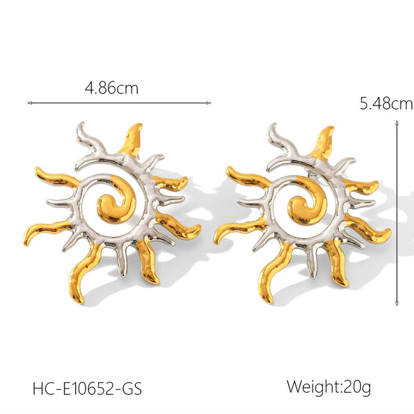 Women's Stainless Steel Shell Geometric Fivepointed Star Electroplated Earrings