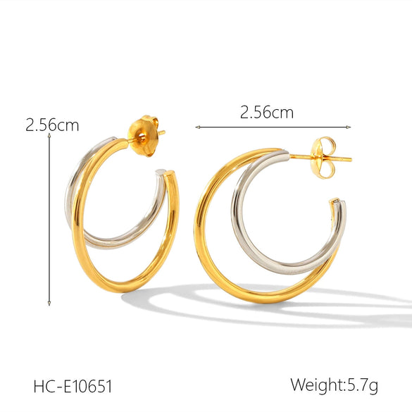 Women's Stainless Steel Shell Geometric Fivepointed Star Electroplated Earrings