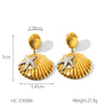 Women's Stainless Steel Shell Geometric Fivepointed Star Electroplated Earrings