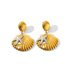 Women's Stainless Steel Shell Geometric Fivepointed Star Electroplated Earrings