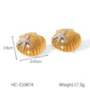 Women's Stainless Steel Shell Geometric Fivepointed Star Electroplated Earrings