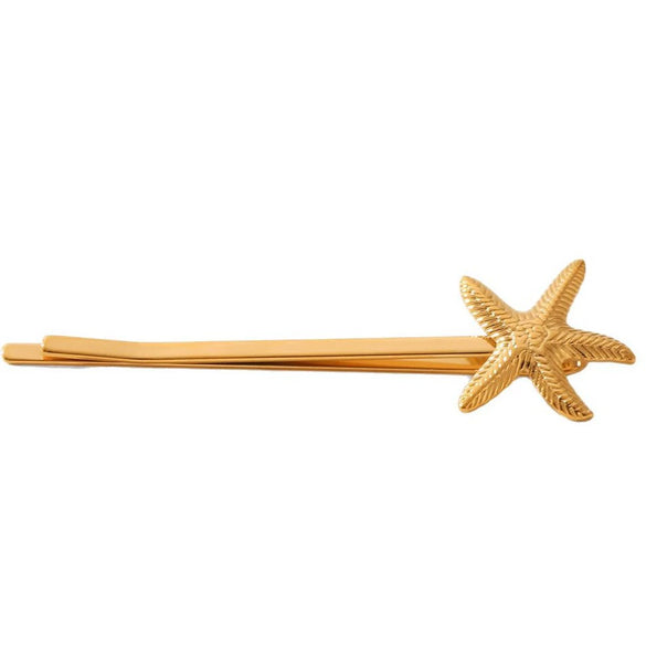 Women's Stainless Steel Shell Starfish Hairpin Set With Pearls Fashion Highend Hair Accessory
