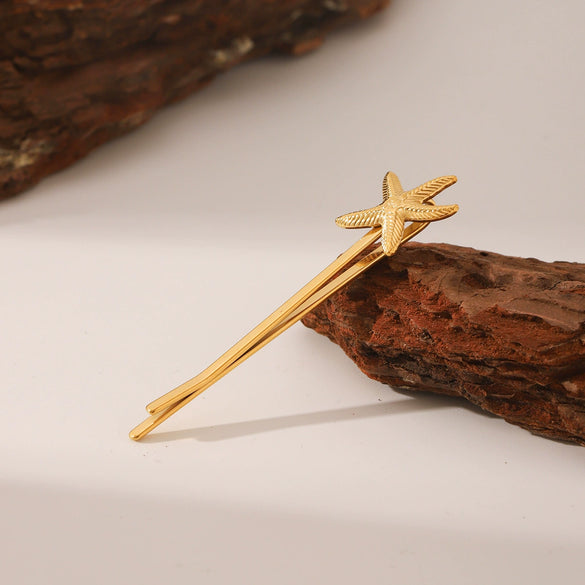 Women's Stainless Steel Shell Starfish Hairpin Set With Pearls Fashion Highend Hair Accessory