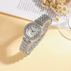 Women's Stainless Steel Silver Roman Literal Diamond Watch Jewelry Set Square Dial Leisure Style