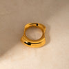 Women's Stainless Steel Smooth And Irregular Concaveconvex Ring With 18K Gold Electroplating