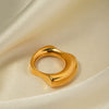 Women's Stainless Steel Smooth And Irregular Concaveconvex Ring With 18K Gold Electroplating