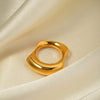 Women's Stainless Steel Smooth And Irregular Concaveconvex Ring With 18K Gold Electroplating