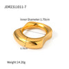 Women's Stainless Steel Smooth And Irregular Concaveconvex Ring With 18K Gold Electroplating