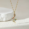 Women's Stainless Steel Snake Collarbone Chain Jewelry With Mixed Gemstone Setting And Electroplating Design Simple Style