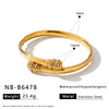 Women's Stainless Steel Snake Shaped Bracelet With 18K Gold Vacuum Plating And Rhinestone Inlay Fashion Jewelry