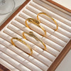 Women's Stainless Steel Snake Shaped Bracelet With 18K Gold Vacuum Plating And Rhinestone Inlay Fashion Jewelry