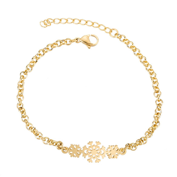Women's Stainless Steel Snowflake Bracelet With Geometric Design And Electroplated Finish Simple Fashion Jewelry Gift