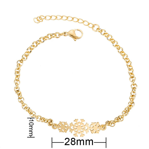 Women's Stainless Steel Snowflake Bracelet With Geometric Design And Electroplated Finish Simple Fashion Jewelry Gift