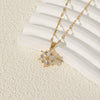 Women's Stainless Steel Snowflake Pendant Lip Chain Necklace With Mixed Gemstone Setting And Electroplating