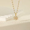 Women's Stainless Steel Snowflake Pendant Lip Chain Necklace With Mixed Gemstone Setting And Electroplating