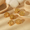 Women's Stainless Steel Spiral Conch Earrings With Geometric Pattern And Electroplated Treatment
