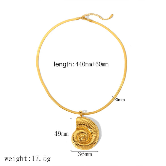Women's Stainless Steel Spiral Conch Earrings With Geometric Pattern And Electroplated Treatment