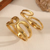 Women's Stainless Steel Spring Open Bracelet With Exaggerated Stylish Wide Surface And Geometric Design 18K Goldplated