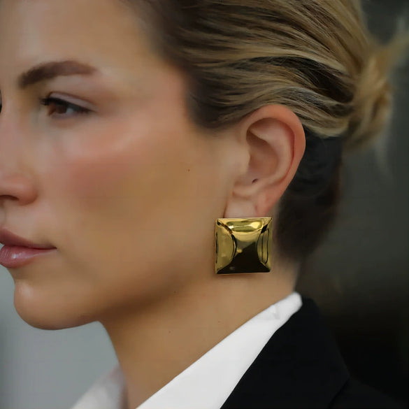 Women's Stainless Steel Square Electroplated Geometric Earrings