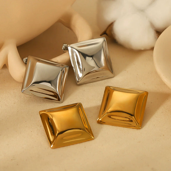 Women's Stainless Steel Square Electroplated Geometric Earrings