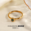 Women's Stainless Steel Stackable Rings With Natural Stone Inlay Geometric Line Design And Gold Tone Electroplated Finish