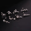 Women's Stainless Steel Star Pattern Inlaid Zircon Stud Earrings
