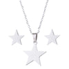 Women's Stainless Steel Star Pendant Earrings And Necklace Set With Celestial Sun Moon And Cloud Design Electroplated Jewelry
