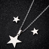 Women's Stainless Steel Star Pendant Earrings And Necklace Set With Celestial Sun Moon And Cloud Design Electroplated Jewelry