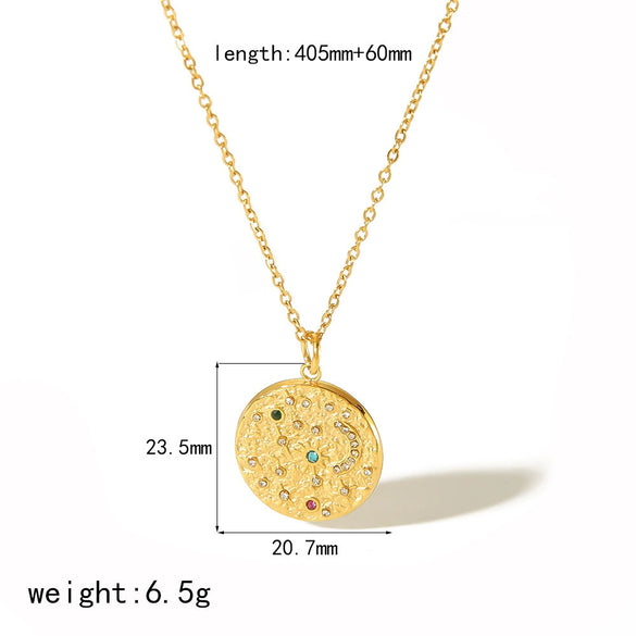 Women's Stainless Steel Star Pendant Necklace With Pvd Furnace Vacuum Real Gold Plating And Minimalist Style