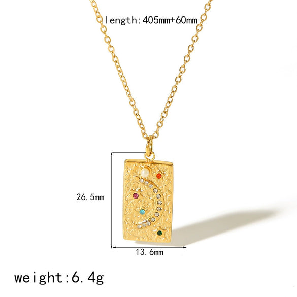 Women's Stainless Steel Star Pendant Necklace With Pvd Furnace Vacuum Real Gold Plating And Minimalist Style