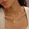 Women's Stainless Steel Starfish And Conch Choker Necklace With Electroplated Animal Inspired Pendant Design
