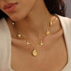 Women's Stainless Steel Starfish And Conch Choker Necklace With Electroplated Animal Inspired Pendant Design