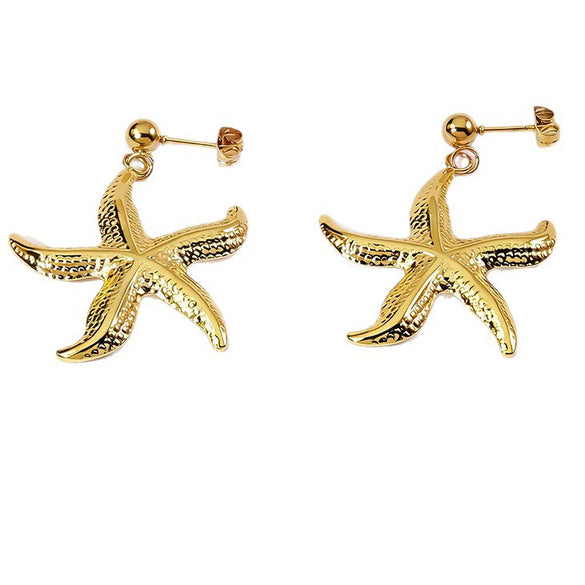 Women's Stainless Steel Starfish Earrings Beach Style Polished Marine Animal Design Fashion Versatile Ear Bone Earrings