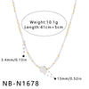 Women’s Stainless Steel Starfish Pattern Beaded Necklace With White Shell Inlay And 18K Vacuum Plated Geometric Pendant