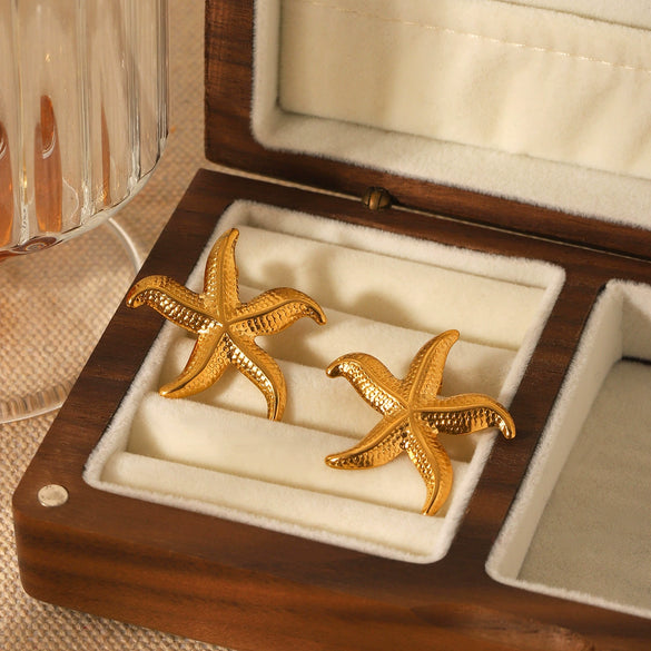 Women's Stainless Steel Starfish Starshaped Geometric Ocean Style Electroplated Earrings