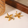 Women's Stainless Steel Starfish Starshaped Geometric Ocean Style Electroplated Earrings
