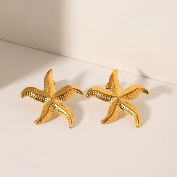Women's Stainless Steel Starfish Starshaped Geometric Ocean Style Electroplated Earrings