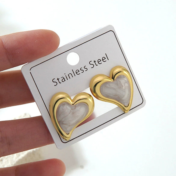 Women's Stainless Steel Stud Earrings With Electroplated Flower Starfish And Heart Shaped Design Light Luxury Jewelry