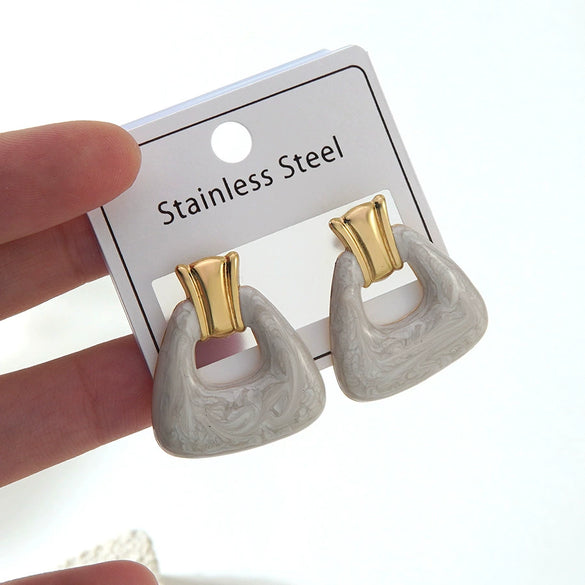 Women's Stainless Steel Stud Earrings With Electroplated Flower Starfish And Heart Shaped Design Light Luxury Jewelry