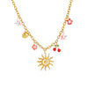 Women's Stainless Steel Summer Fruit And Flower Patterned Goldplated Oshaped Chain Clavicle Necklace