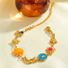 Women's Stainless Steel Sun And Moon Geometric Oil Drip Bracelet With Vacuum Plated Finish