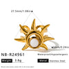 Women's Stainless Steel Sun Design Ring With Cat's Eye Stone Geometric Adjustable Open Band And Electroplated Finish